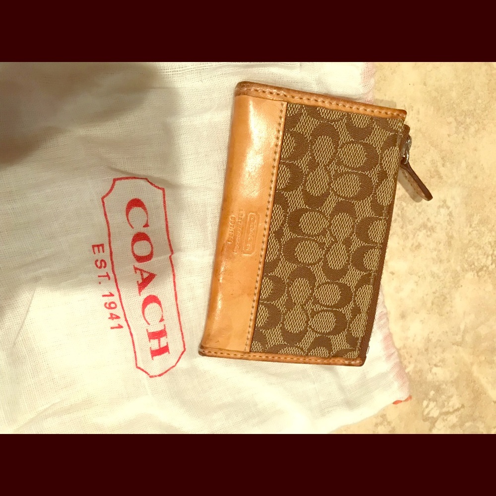 Coach Brown Tan Coin Purse